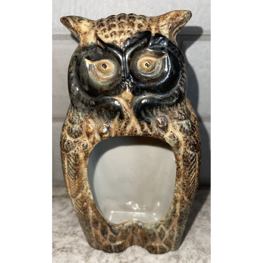 Vintage Retro Ceramic Brown Owl Ashtray Trinket Bowl Japan 5.5 in
